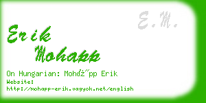 erik mohapp business card